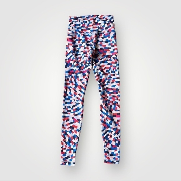 LULULEMON Wonder Under Leggings Capoeira Confetti Print Red White & Blue 6 - Picture 2 of 11